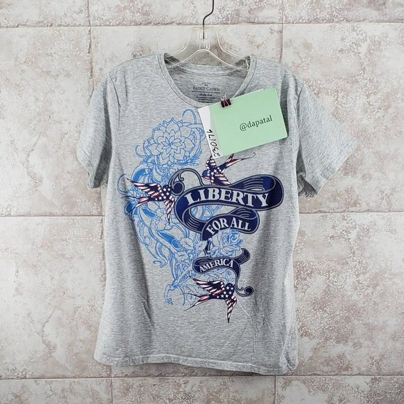 Faded Glory Liberty For All Graphic Print Short Sleeve T Shirt Size XL 16/ 18 - Picture 5 of 5